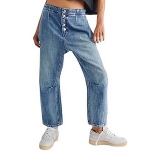 Free People Osaka Cut Darted Crop Barrel Jeans